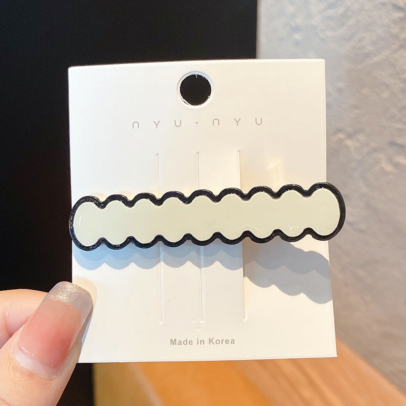 Black and White Checkerboard Hairpin Seamless Hairpin Broken Hair Bangs Side Clip Female Korean Duck Bill Clip One-word Clip