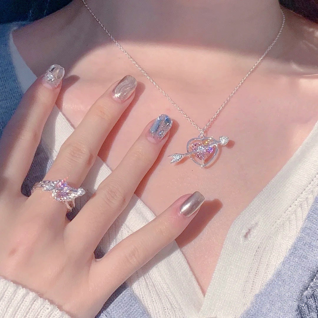 925 Silver Love Necklace Women's Summer High Sense Design Sense Niche Light Luxury Collarbone Chain Neck Chain