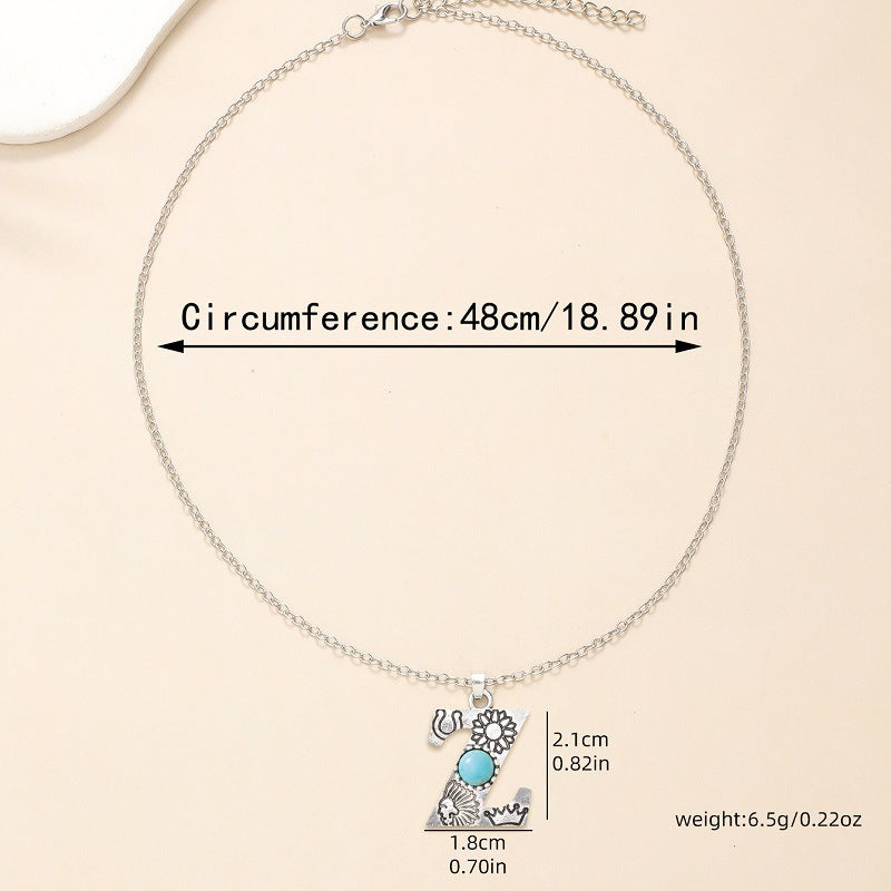 Western Wind Alloy English Alphabet Necklace Mother's Day Gift