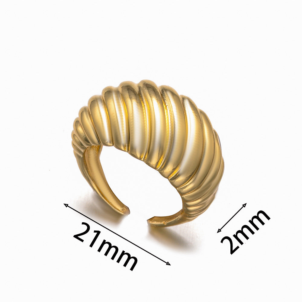 European and American Fashion Simple Copper Plated Real Gold Geometric Opening Ring Women's INS Metal Wind Niche High-end Ring