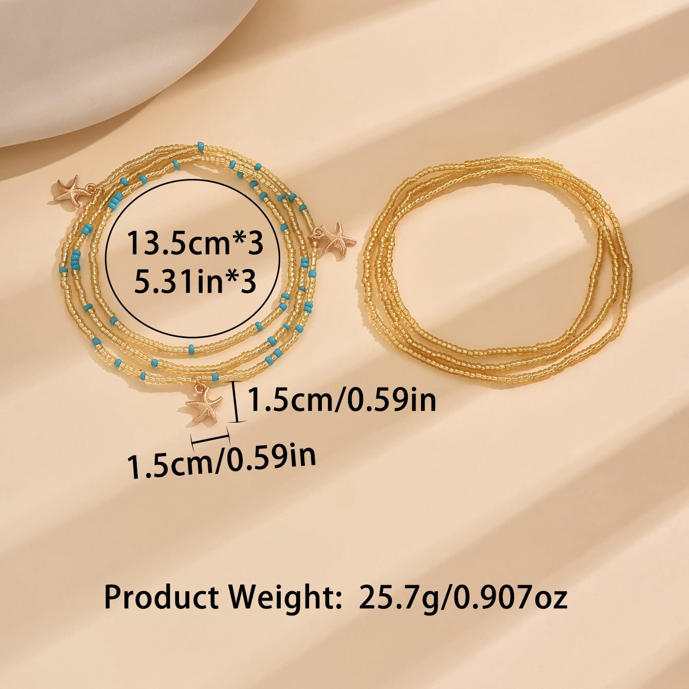 European and American Jewelry Summer Versatile Starfish Rice Bead Anklet Creative Bracelet Multi-purpose Beach Trend Two-piece Set