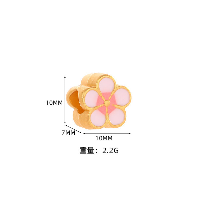 DIY Handmade Bracelet Beaded Accessories Sand Gold Alloy Accessories Dumb Gold Double-sided Flower Large Hole Beads Bracelet Beads