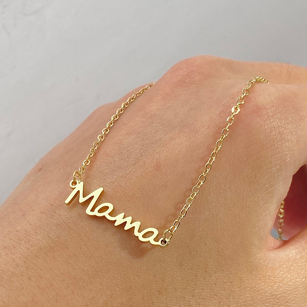 European and American Mama Mother Stainless Steel Letter Necklace Mother's Day Jewelry Female Wholesale