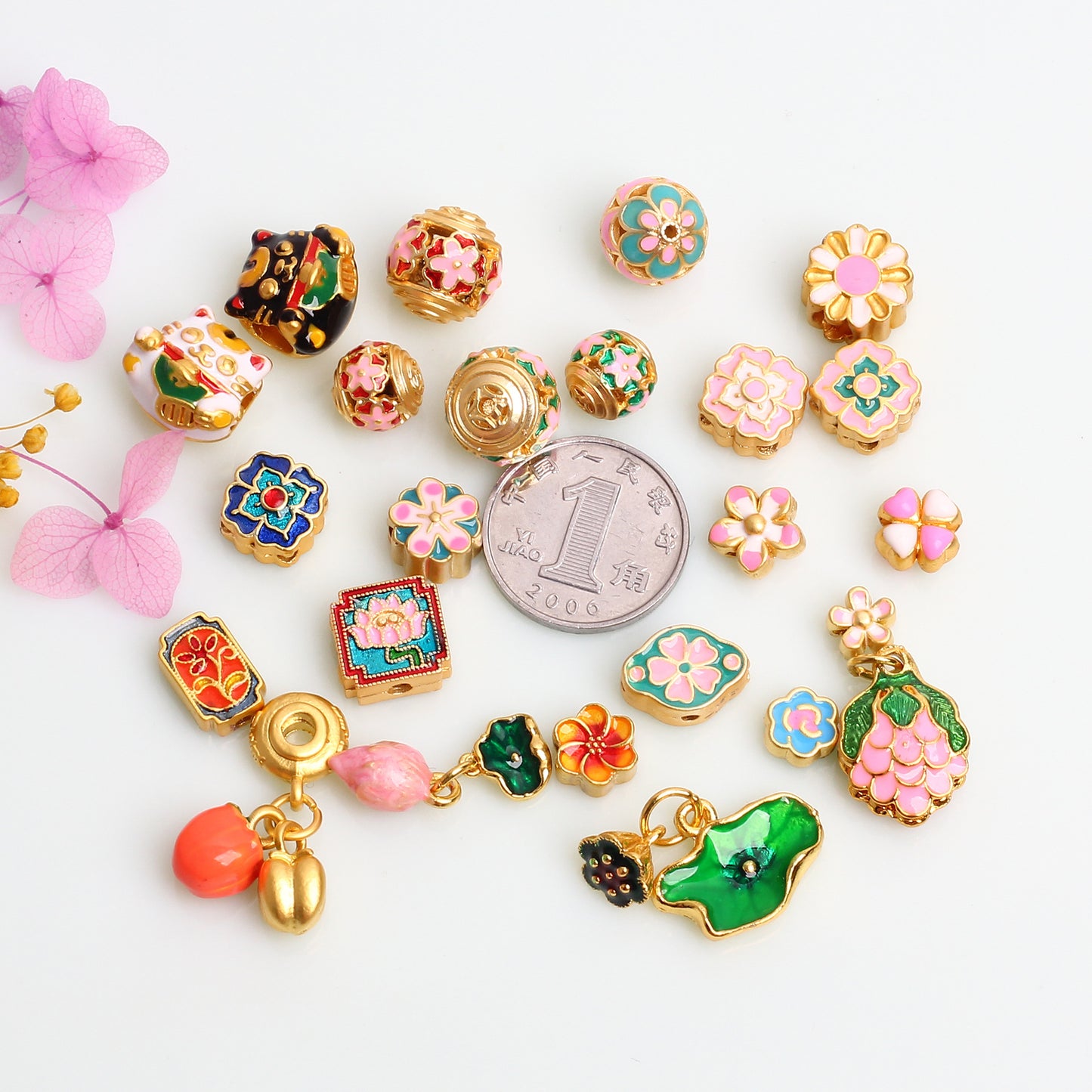 Lotus Lotus Pod Beaded Accessories, Ancient Pendant Hollow Bead Drum Bead DIY Bracelet Jewelry