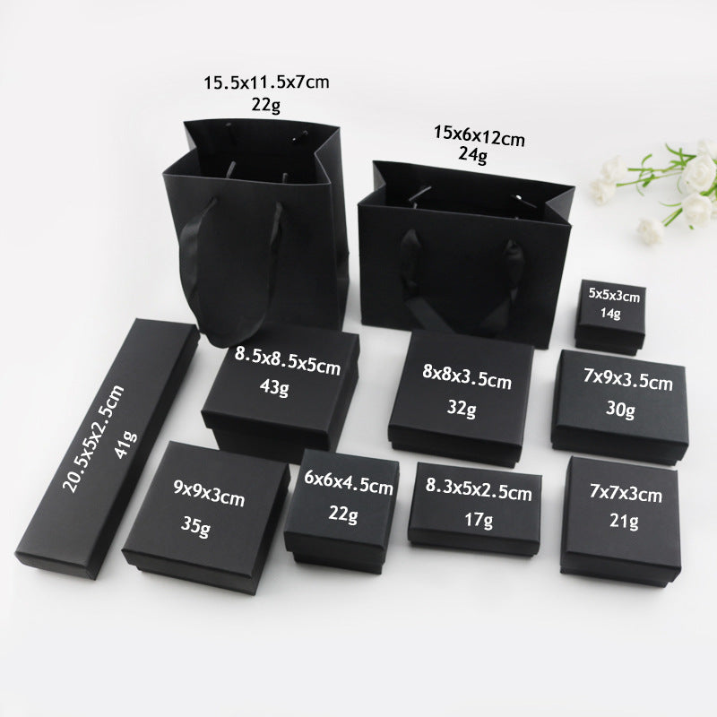 Spot High-grade Black Kraft Paper Jewelry Box, Bracelet Necklace Ring Earrings Jewelry Packaging Box