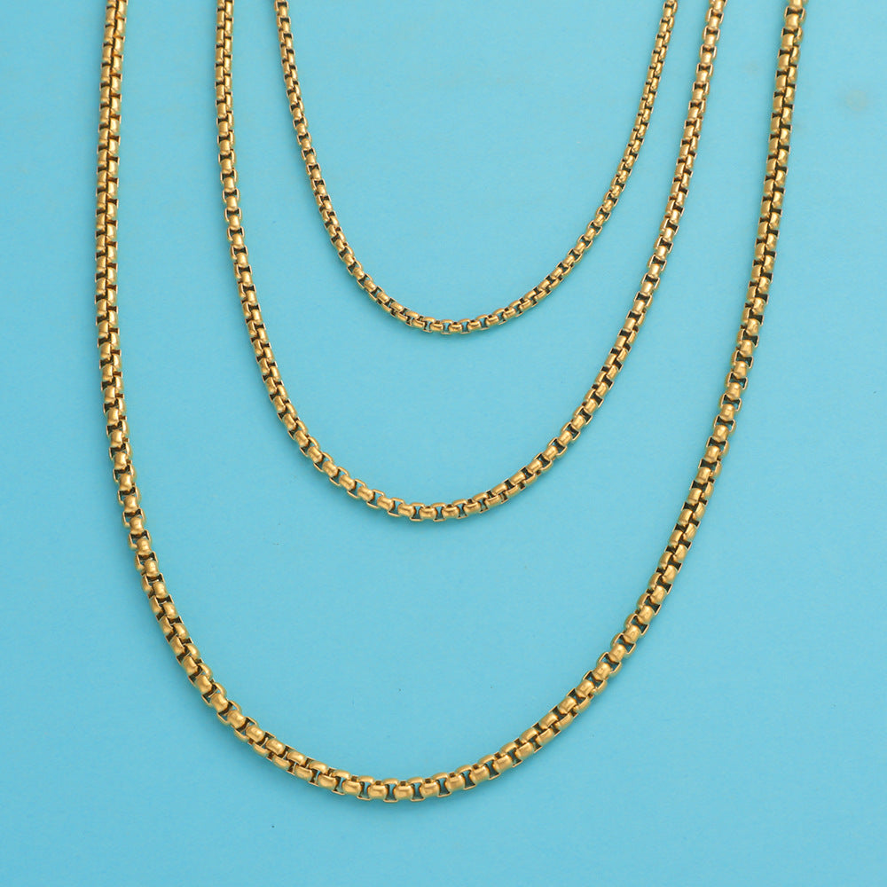 Fashion Square Pearl Necklace Personalized Hip-hop Stainless Steel Handmade Chain DIY Jewelry Versatile Chain