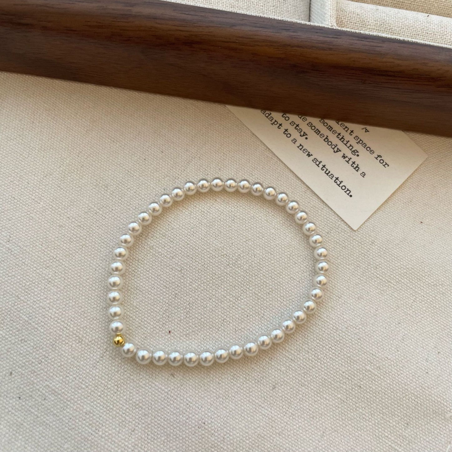 S925 Sterling Silver Simple Bead Pearl Elastic Bracelet Female Niche Versatile High-end Blogger Same Style