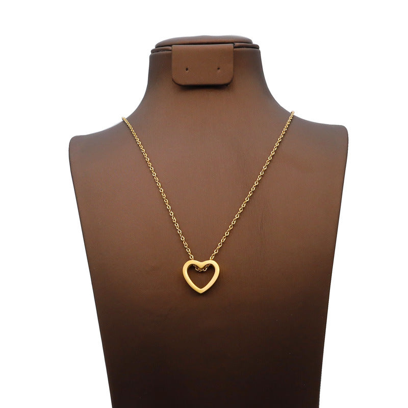 Ins Wind Stainless Steel Hollow Love Necklace Women's Summer 18k Couple Collarbone Chain Does Not Fade