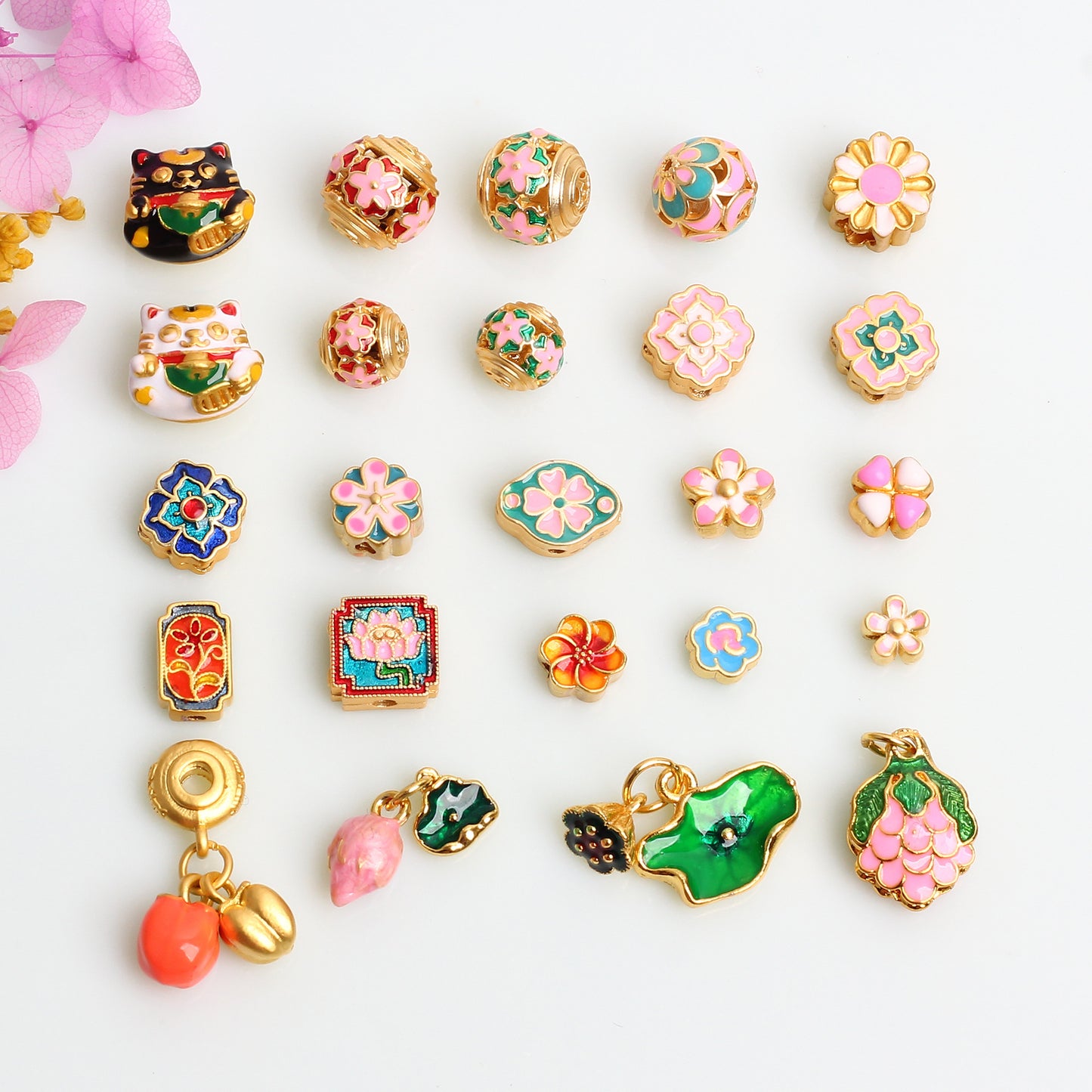 Lotus Lotus Pod Beaded Accessories, Ancient Pendant Hollow Bead Drum Bead DIY Bracelet Jewelry