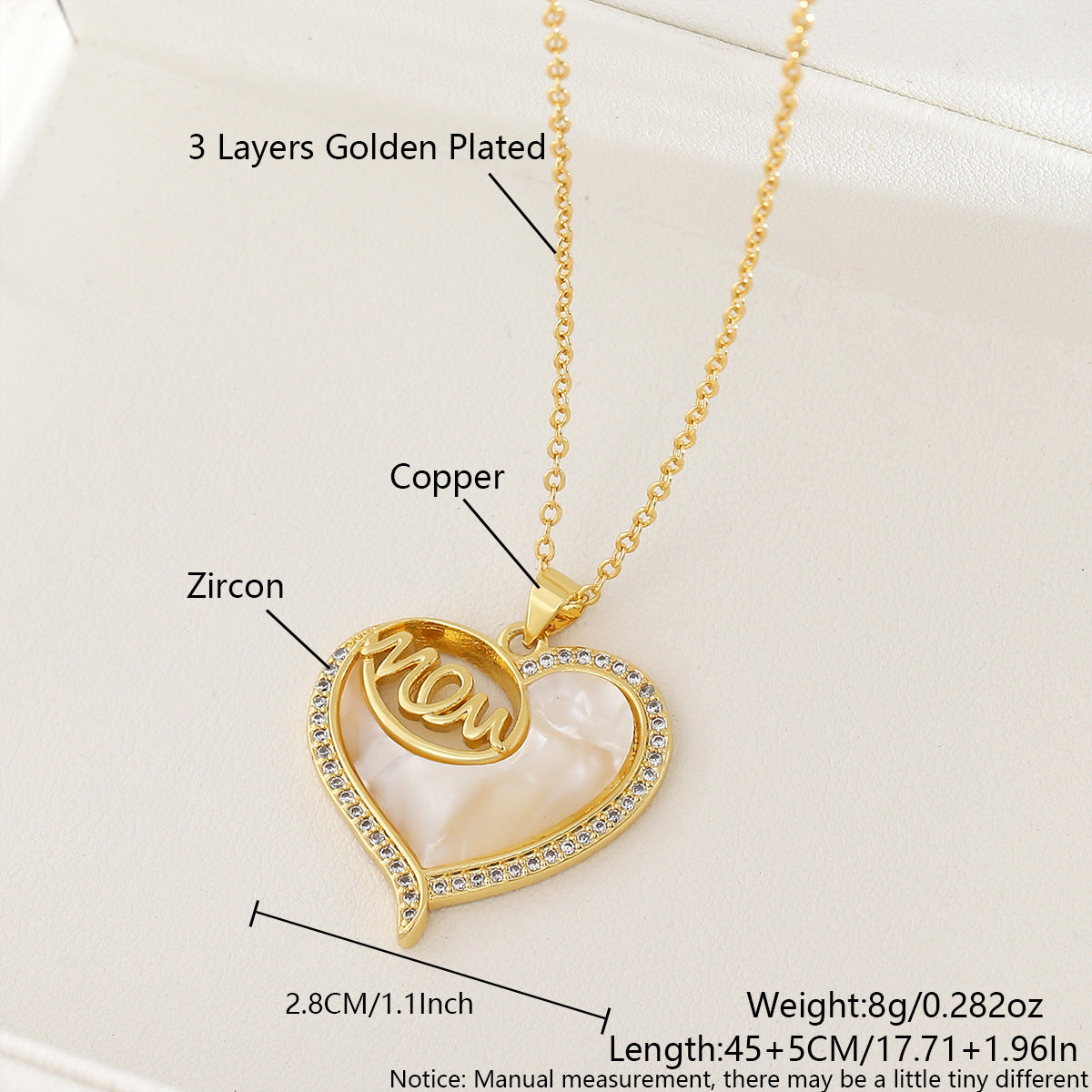 New Mother's Day Pendant MOM Heart Pendant Necklace Versatile Personality Necklace Mother's Day Gift