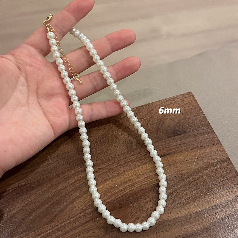 Aobai Magnetic Buckle Round Pearl Necklace Female Fashion Celebrity Neck Chain Temperament Design Advanced Sense Collarbone Chain