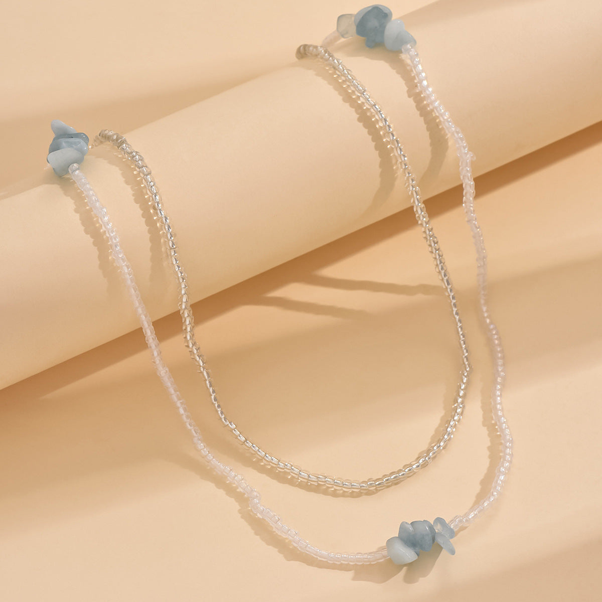 European and American Jewelry Summer Versatile Small Stone Rice Bead Anklet Creative Bracelet Multi-purpose Beach Trend Two-piece Set