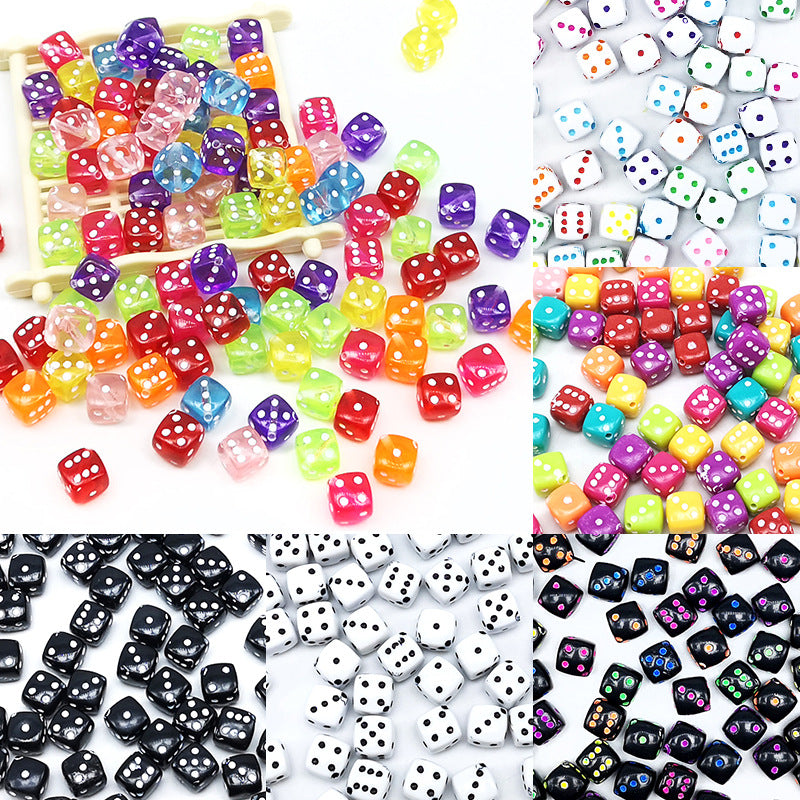 Accessories 8mm Acrylic Mahjong Dice Beaded Oblique Hole Dice Loose Beads DIY Material Bracelet Necklace Bracelet