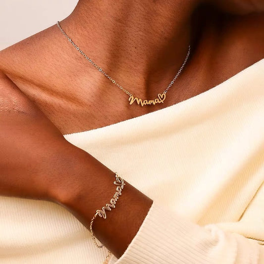 Mother's Day Stainless Steel Mama Necklace Women Do Not Fade Fashion Personalized Letter Titanium Steel Necklace Jewelry Korean Version Jewelry