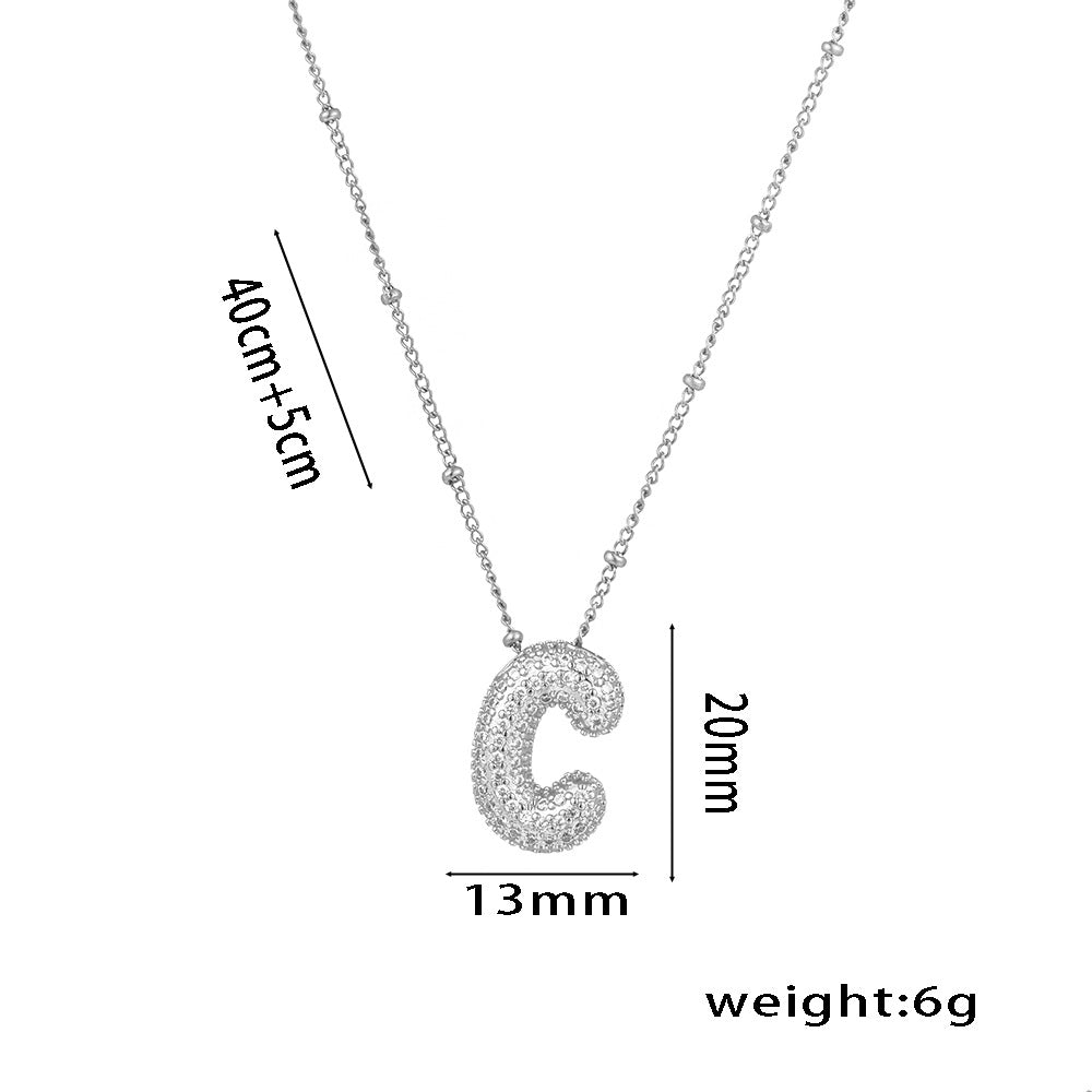 New European and American Micro-inlaid Zircon 26-letter Pendant Necklace Copper-plated 18K Gold Fashion Versatile Classic Jewelry