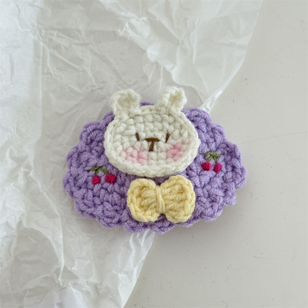 Crochet Handmade Wool Embroidery Fresh and Cute Sweet Colored Flower Hairpin Side Bangs BB Clip Hair Accessories