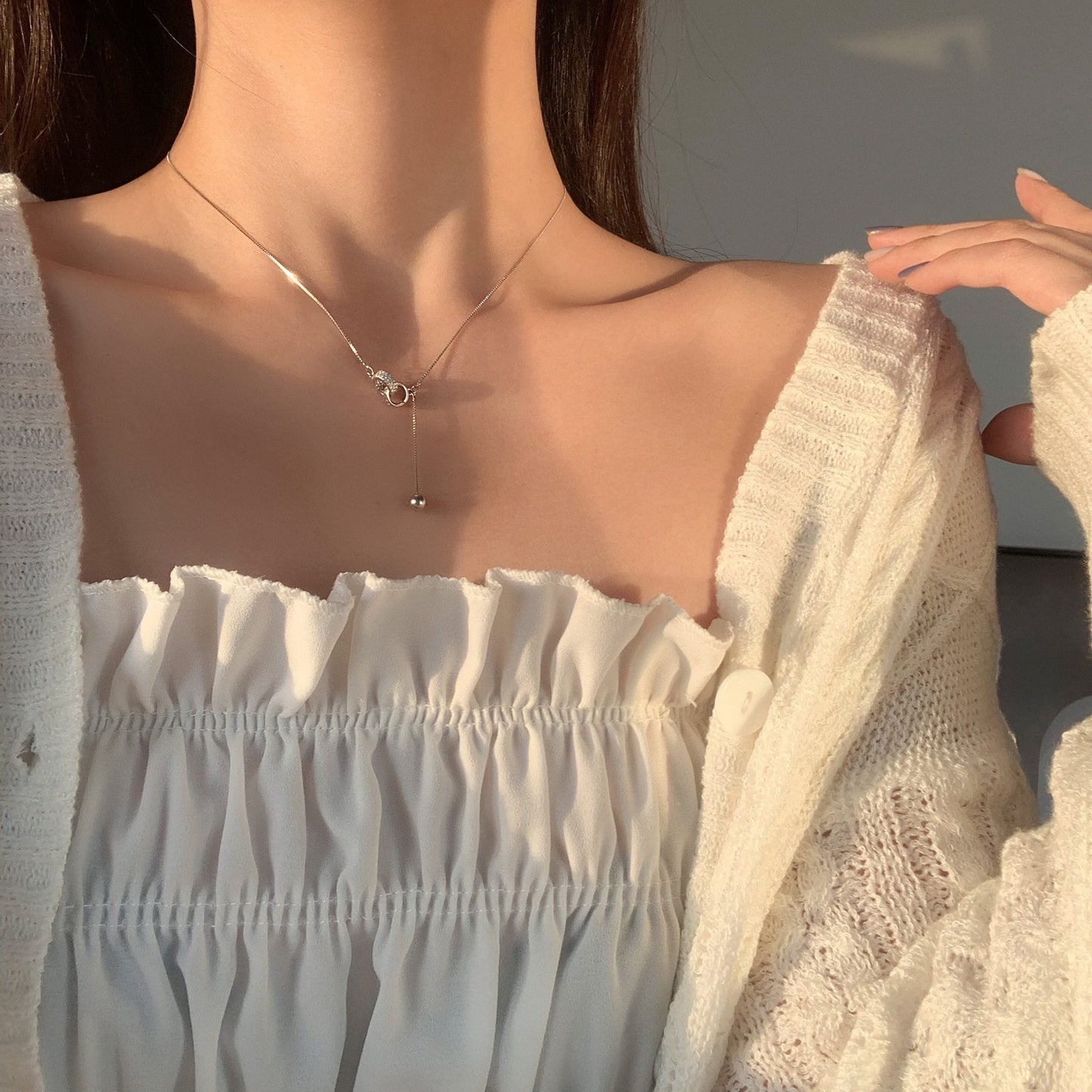 925 Silver Love Necklace Women's Summer High Sense Design Sense Niche Light Luxury Collarbone Chain Neck Chain