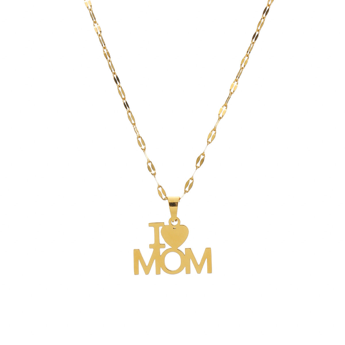 European and American New Stainless Steel I LOVE MOM Lip Chain Necklace Mother's Day Gift Women's Jewelry