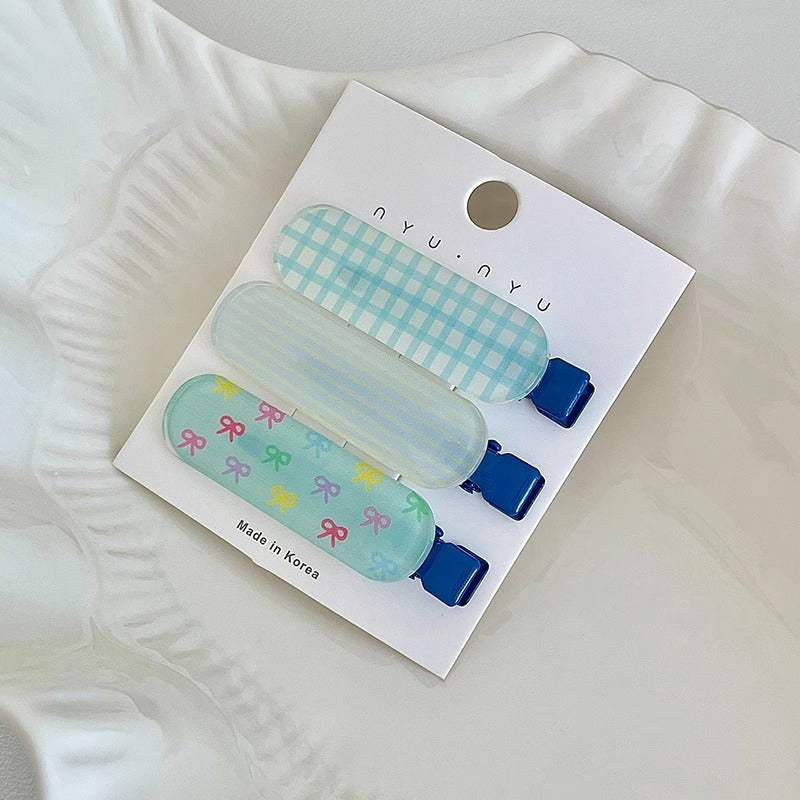 Black and White Checkerboard Hairpin Seamless Hairpin Broken Hair Bangs Side Clip Female Korean Duck Bill Clip One-word Clip