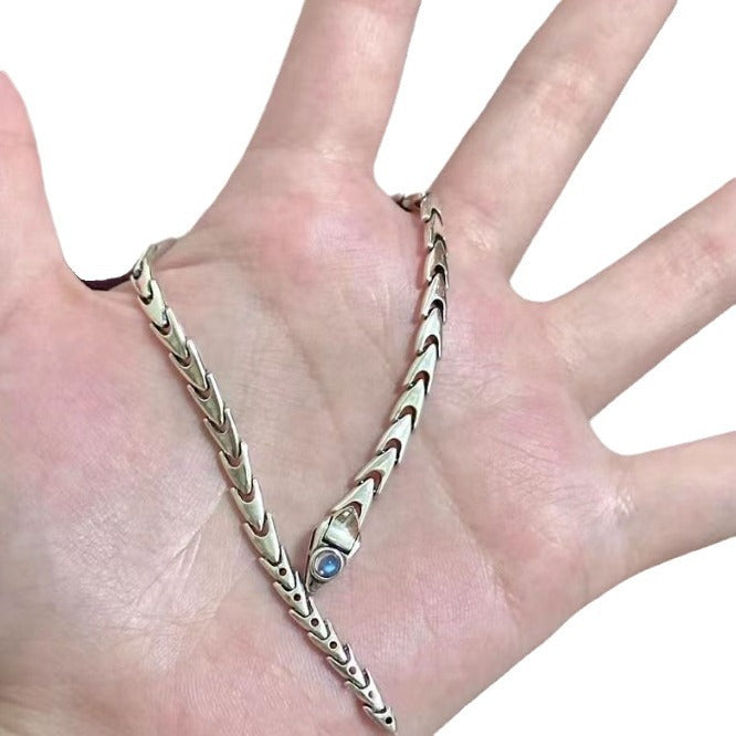 Blue Moonlight Serpentine Heavy Metal Bracelet Super Cool Light Luxury Personality Niche Design Temperament Versatile Fashion Bracelet