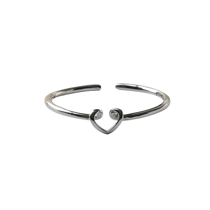 925 Silver Hollow Love Ring Ins Simple Niche Design Ring Fashion Personality Light Luxury Open Ring Wholesale