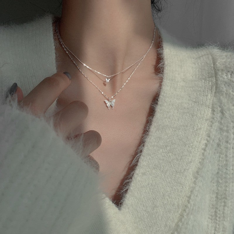 925 Silver Love Necklace Women's Summer High Sense Design Sense Niche Light Luxury Collarbone Chain Neck Chain