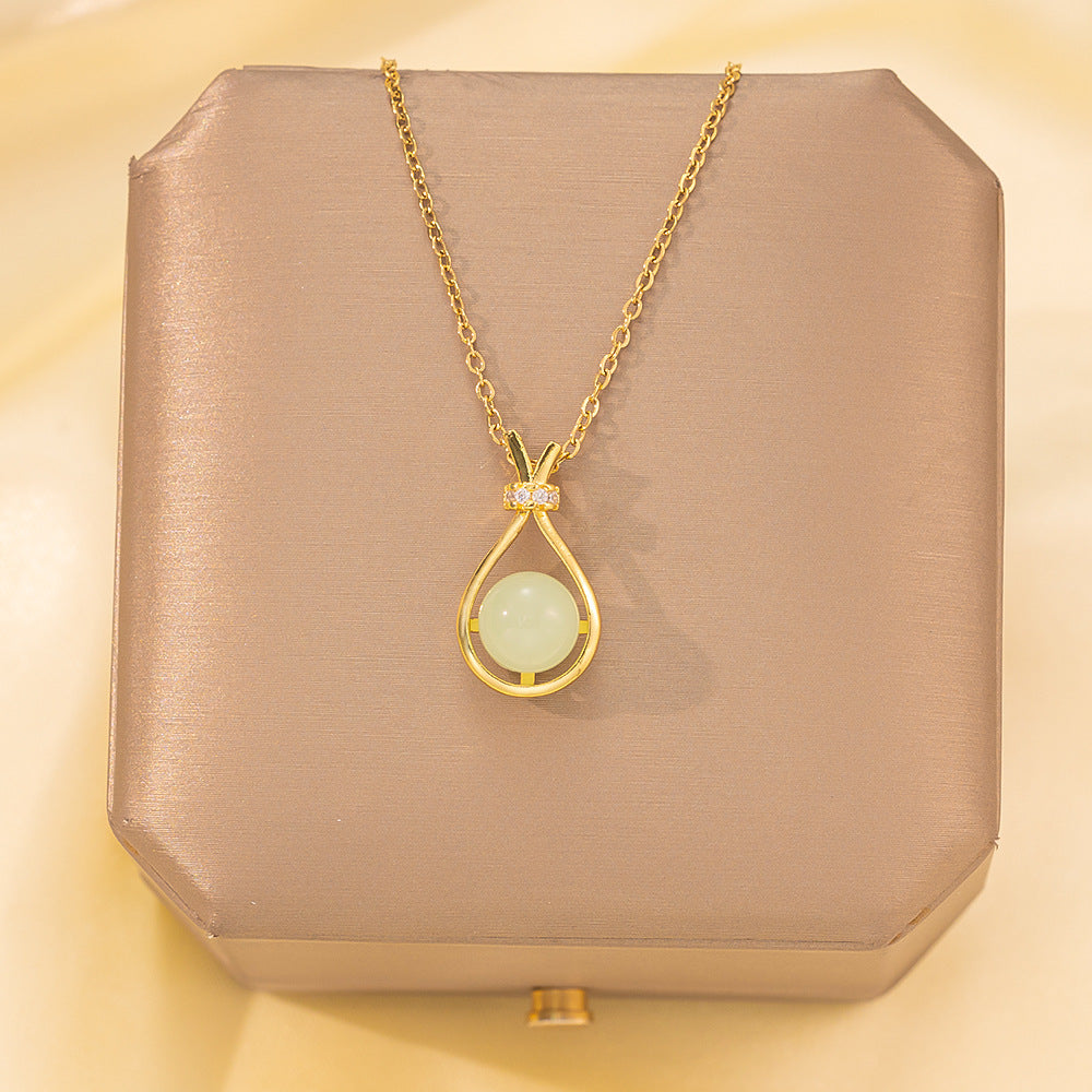 Copper Pendant Titanium Steel Necklace for Women Slightly Inlaid Zircon Pendant Girl Necklace