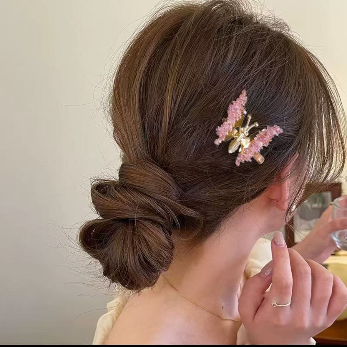 New Rhinestones Will Move Butterfly Hairpins, Shiny Children's Hairpins, Three-dimensional Cute Headgear Clips, Broken Hairpins on The Side