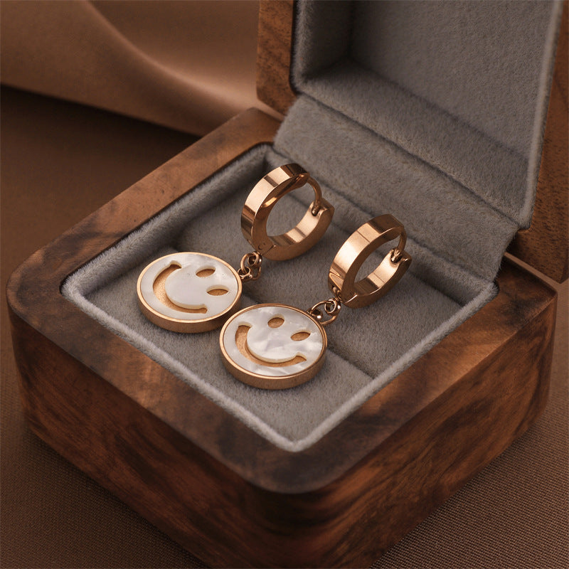 Fashion Titanium Steel Does Not Fade Short Ear Buckle Simple Geometric Rose Gold Earrings Stud Earrings