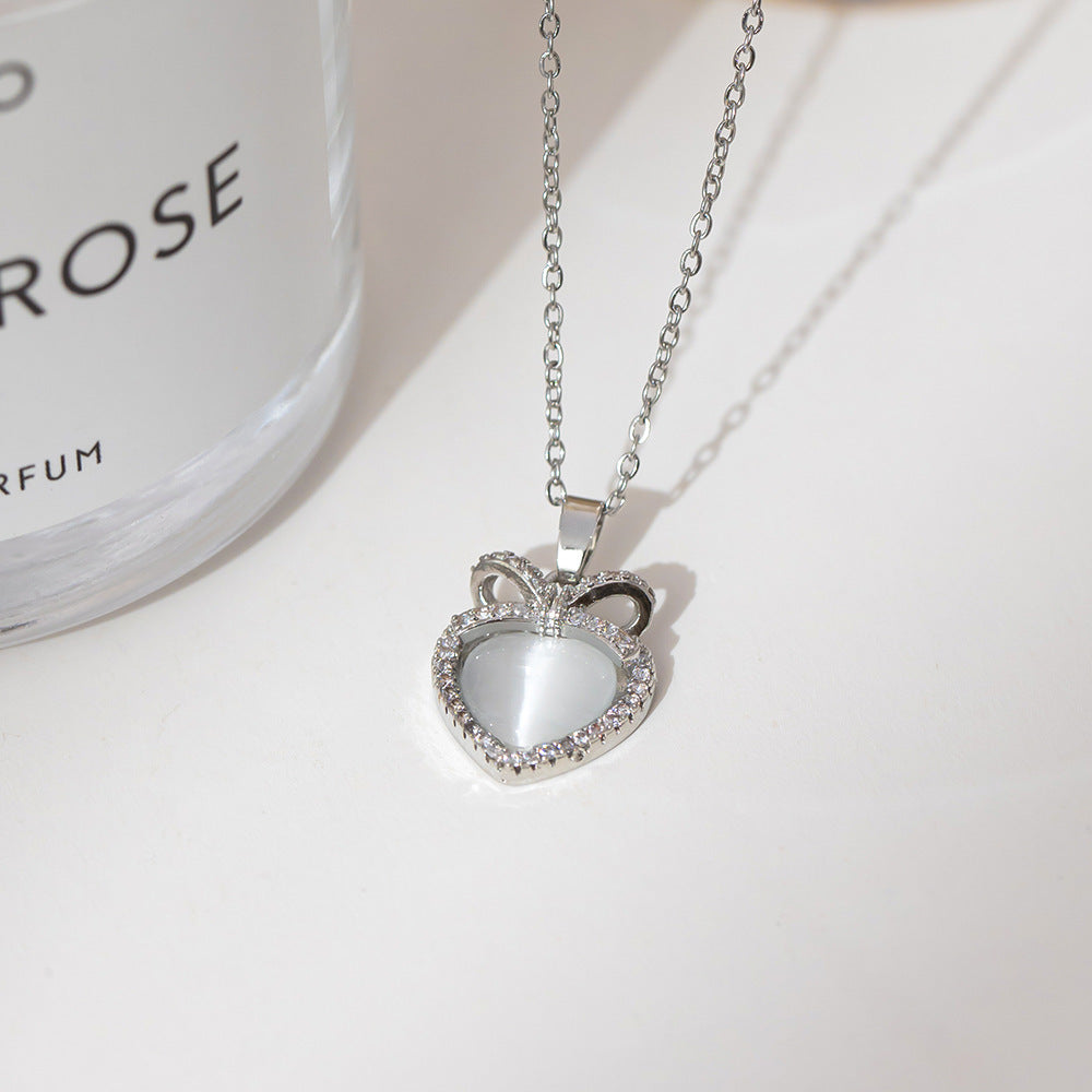Summer Silver Titanium Steel Non-fading Necklace Women's Fashion Light Luxury Pendant Girls Necklace