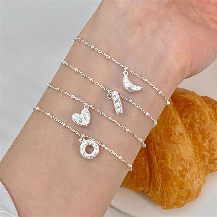 Korean Version S925 Sterling Silver Bread Head Bracelet Women's Minimalist Style Exquisite Niche Design High-end Bracelet Jewelry New