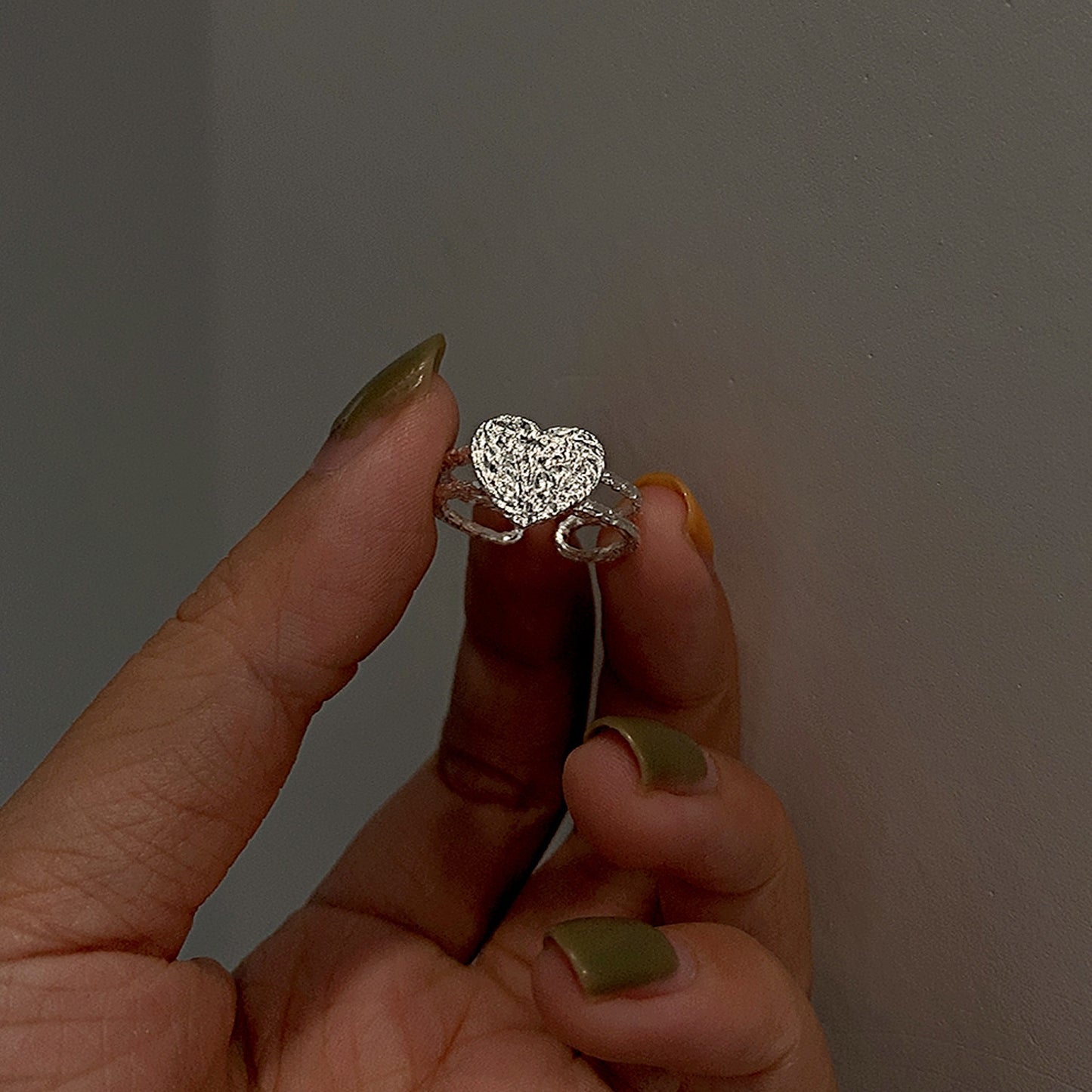 925 Sterling Silver Ring Retro Thai Silver Love English Letter Hollow Index Finger Ring Niche Design Cold Wind Light Luxury