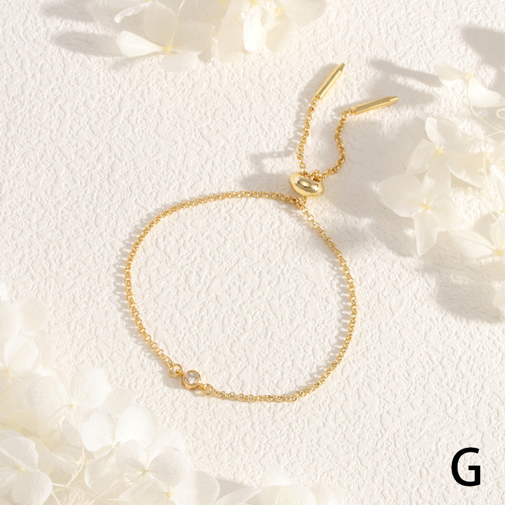 European and American Ins Tide Copper Inlaid Micro Zirconium Bracelet Women's Small Fresh Adjustable Pull Color Zircon Box Chain