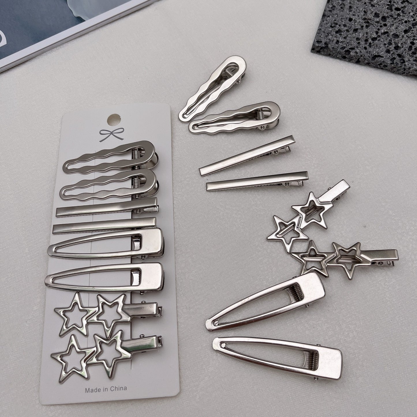 Metal Hairpin Side Broken Hair Bangs Hairpin Spice Girl Hair Accessories Silver Bangs Clip Set Internet Celebrity Side Clip One-word Clip