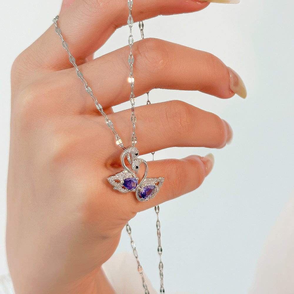 Summer Silver Titanium Steel Non-fading Necklace Women's Fashion Light Luxury Pendant Girls Necklace