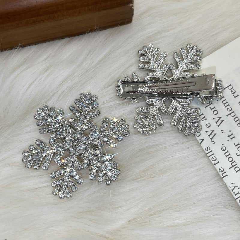 Snowflake Hairpin Female Autumn and Winter Bangs Clip Side Clip Hairpin Internet Celebrity Clip Hair Accessories Christmas Headdress