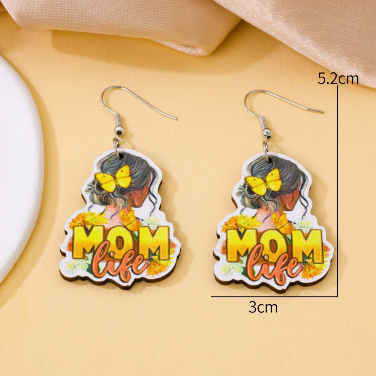 New Mother's Day Wooden MOM Earrings Cartoon Mother and Child Warm Earrings Cute Animal Earrings