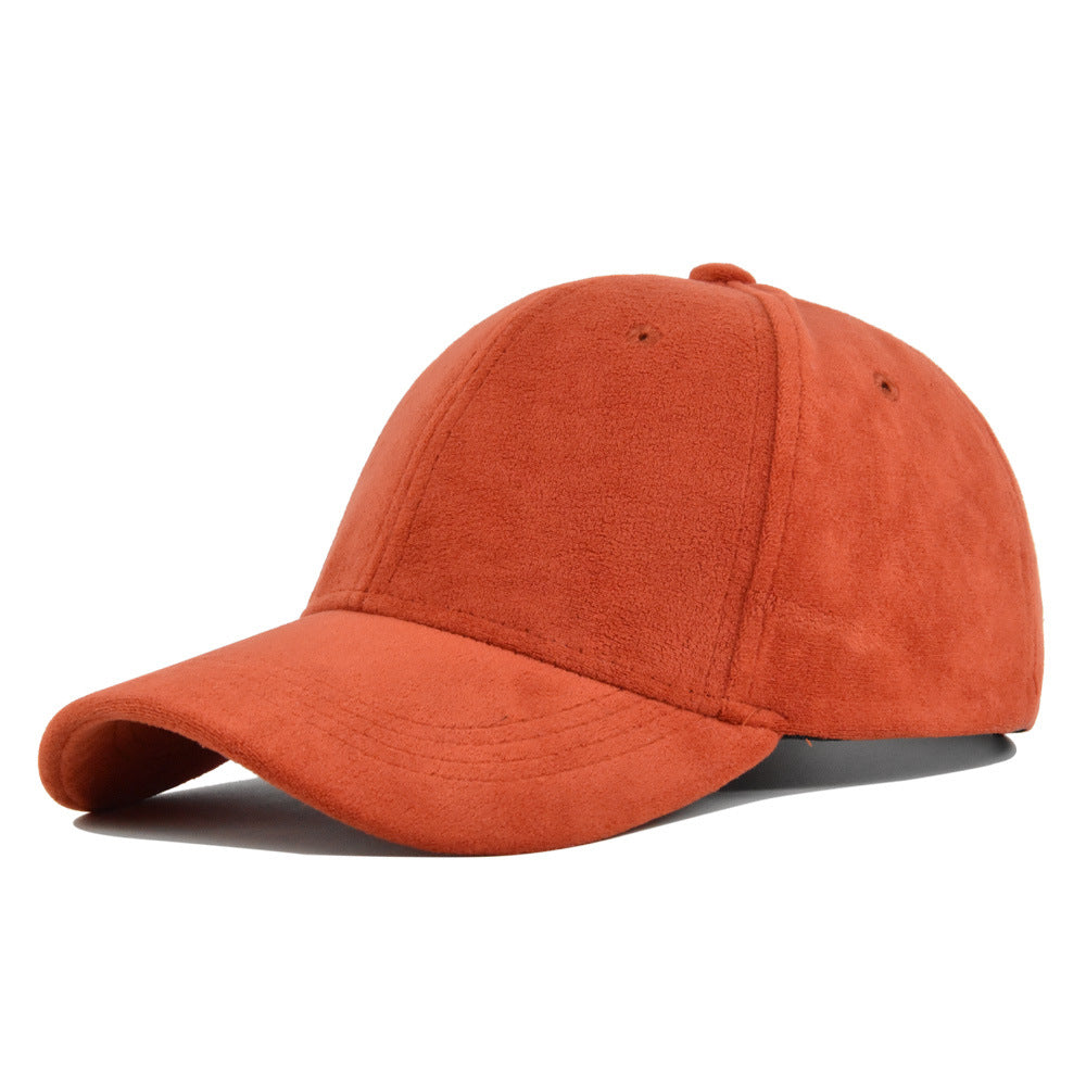 Imitation Suede Solid Color Hard Top Baseball Hat Simple Lamb Wool Cap Outdoor Sports Cap Curved Brim Shade