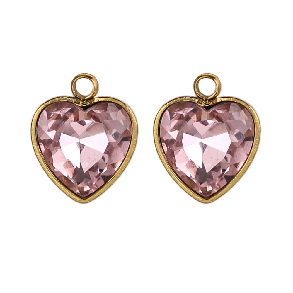 Stainless Steel Love Glass Pendant 18K Vacuum Plated Gold Pendant DIY Necklace Earrings Jewelry Accessories