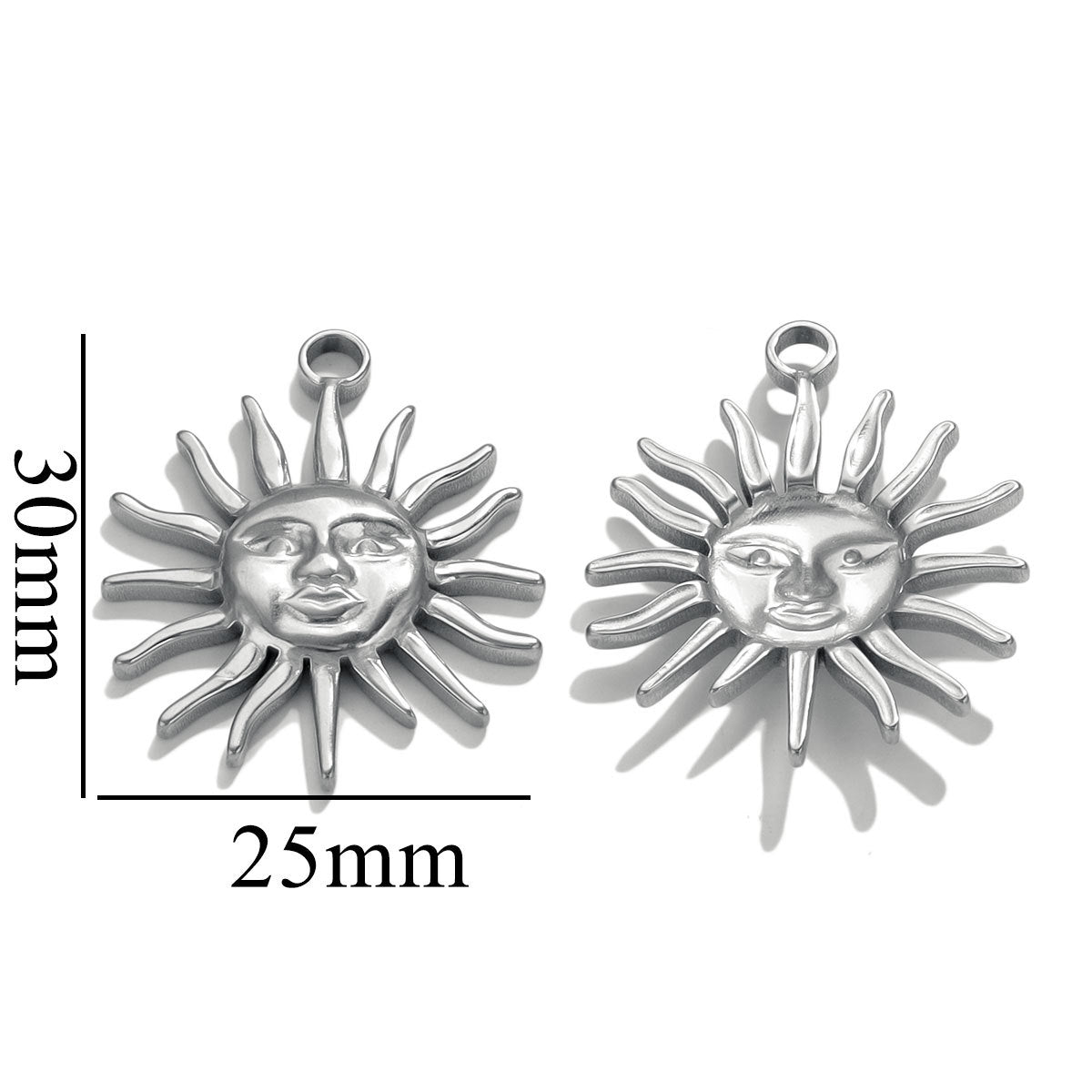 Vintage European and American Stainless Steel Smiley Face Sun and Moon Pendant, Titanium Steel DIY Pendant Necklace Handmade Accessories
