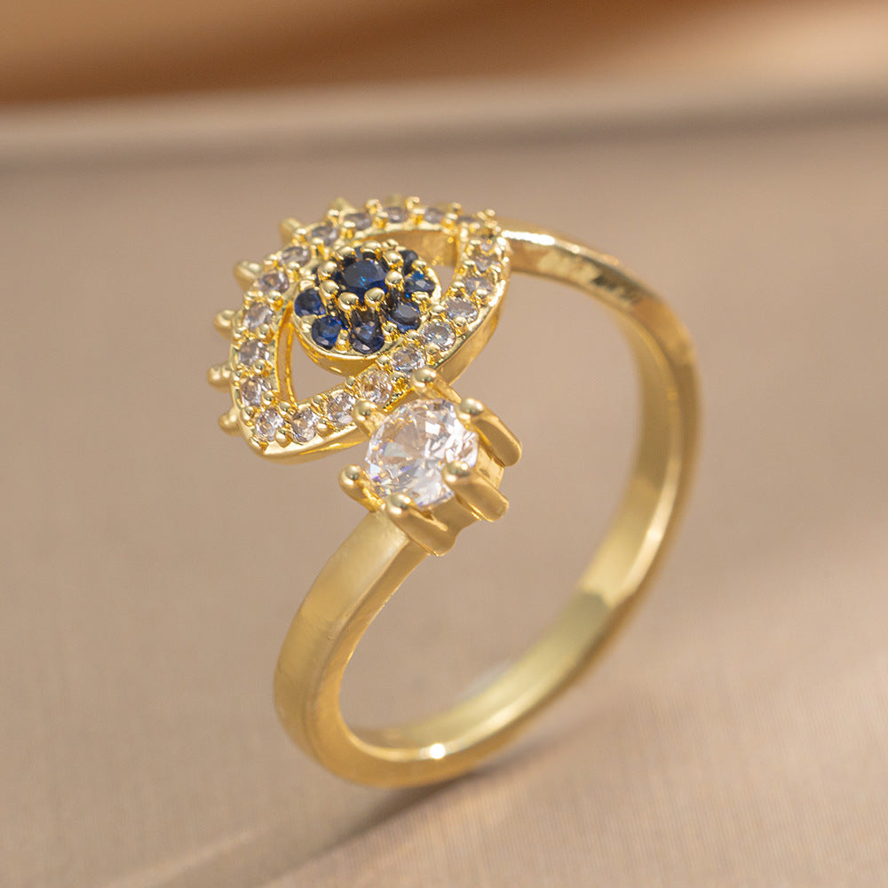 Devil's Eye Ring Niche Premium Light Luxury Zircon Ring Personality Simple Premium Ring