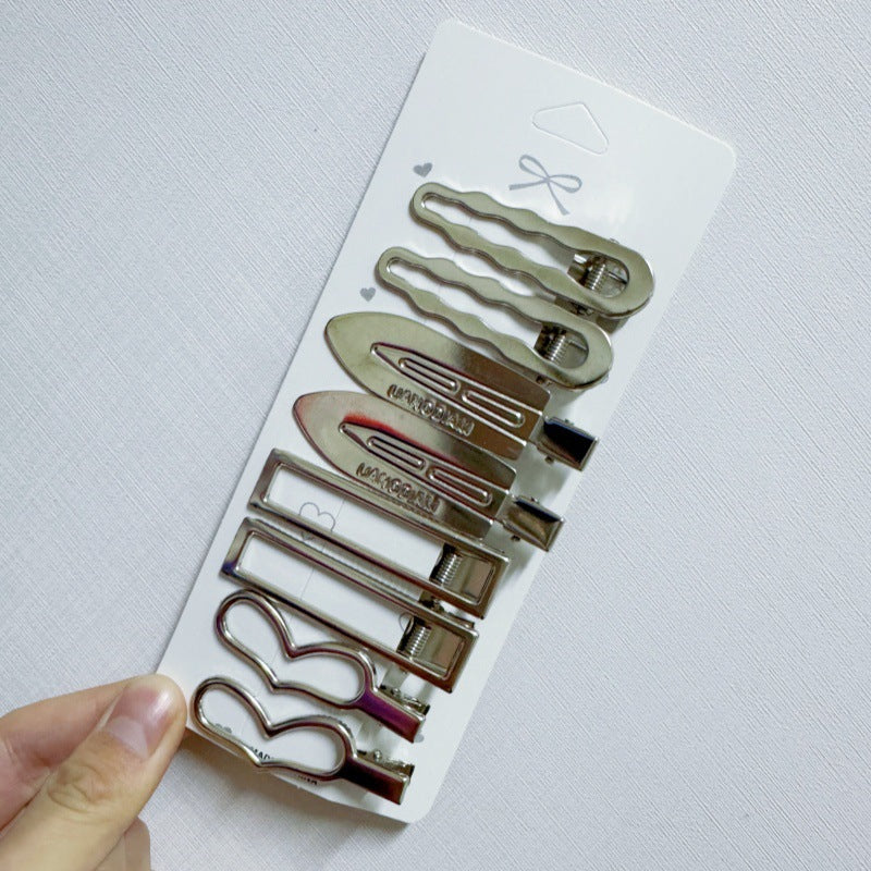Metal Hairpin Side Broken Hair Bangs Hairpin Spice Girl Hair Accessories Silver Bangs Clip Set Internet Celebrity Side Clip One-word Clip