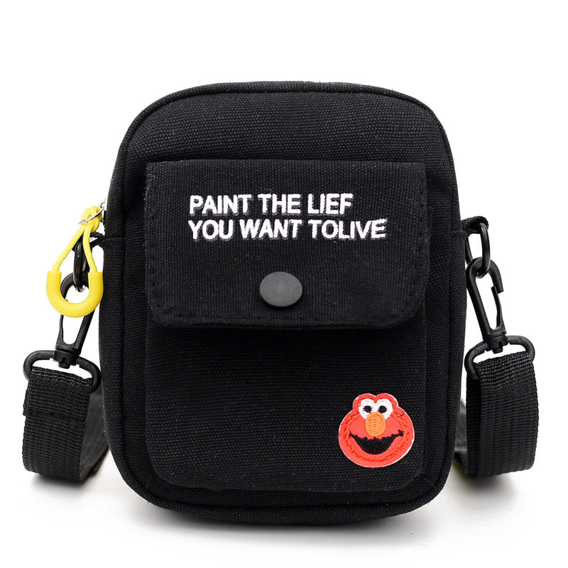 Korean Version Ins Canvas Messenger Bag Women's Bag New Student Small Fresh Hand Shoulder Bag