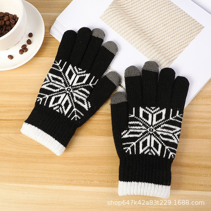 Wool Knitted Thermal Gloves Touch Screen Non-slip Gloves