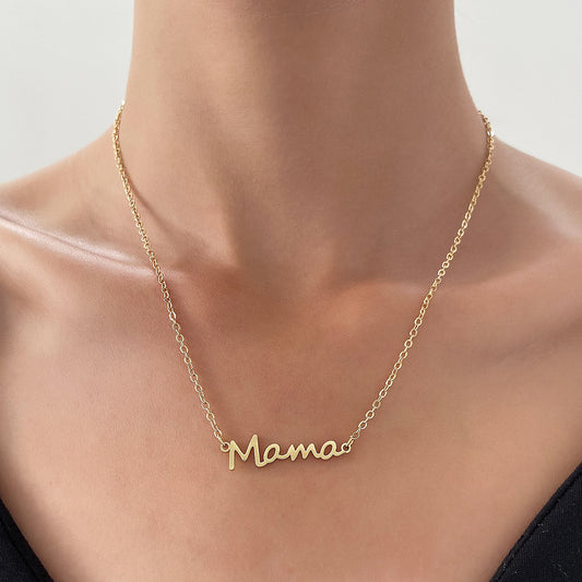European and American Mama Mother Stainless Steel Letter Necklace Mother's Day Jewelry Female Wholesale