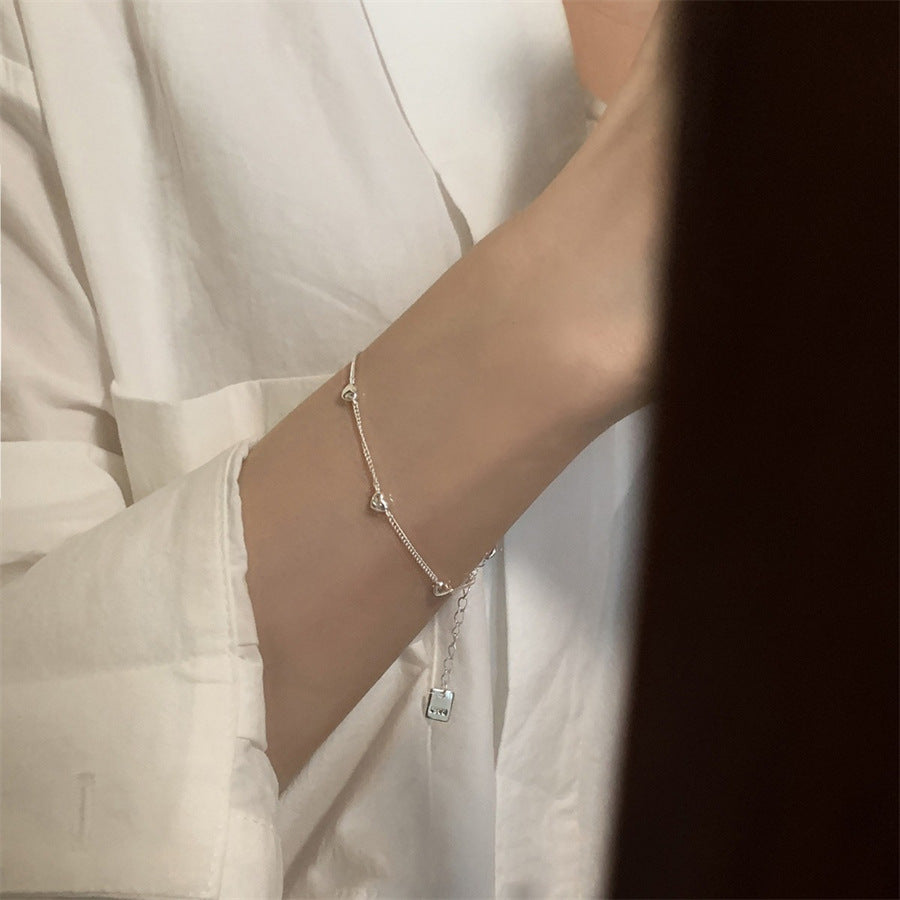 Korean Love Bracelet Women's 925 Sterling Silver Cold Style Fashion Light Luxury Niche Exquisite High Sense Versatile Jewelry Tide