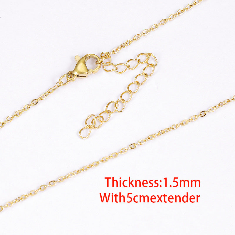Cross Chain Stainless Steel Furnace Electroplated 18k Gold Jewelry Chain Cable Chains Necklace 40cm