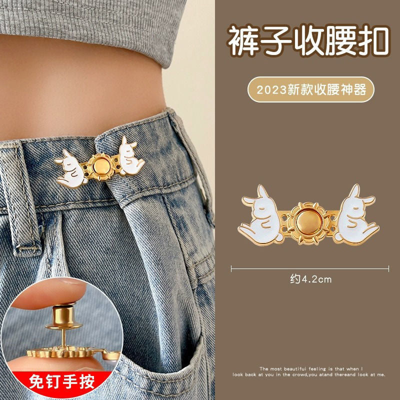 Jeans Waistband Reduced Waist Buckle Brooch Women's Skirt Tightened Waist Artifact Pin Fixed Anti-light Buckle Button