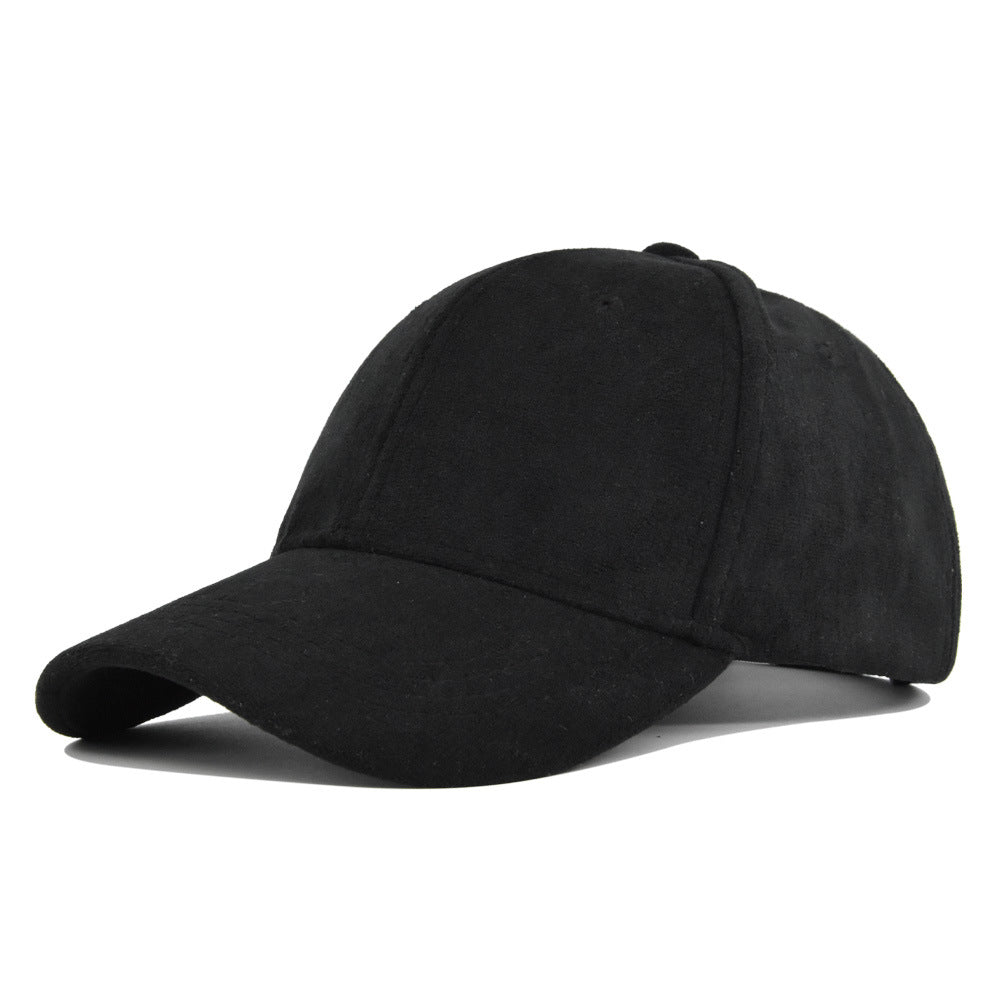 Imitation Suede Solid Color Hard Top Baseball Hat Simple Lamb Wool Cap Outdoor Sports Cap Curved Brim Shade