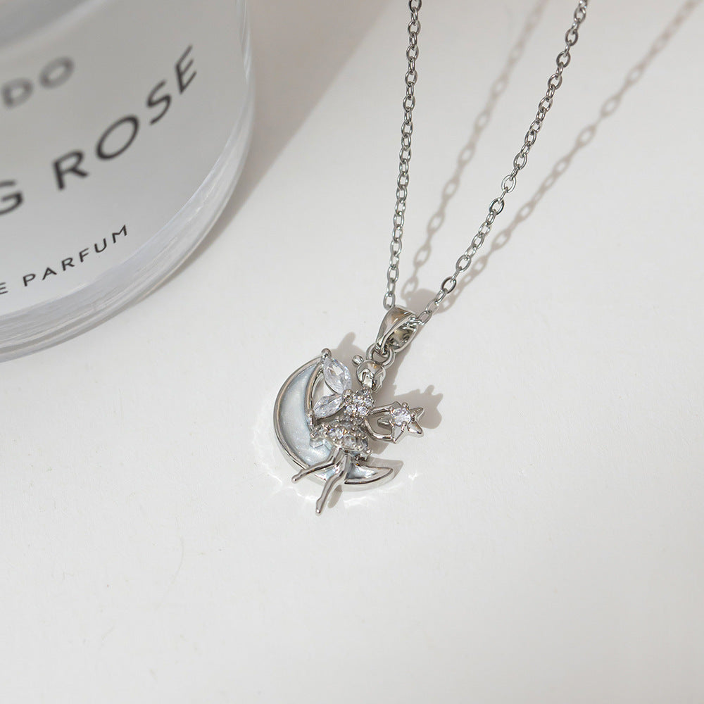 Summer Silver Titanium Steel Non-fading Necklace Women's Fashion Light Luxury Pendant Girls Necklace